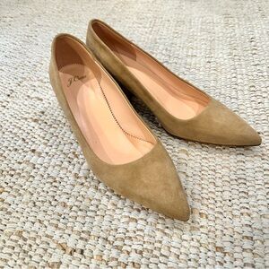 J. Crew Women's Tan Block Heel Pumps in Suede